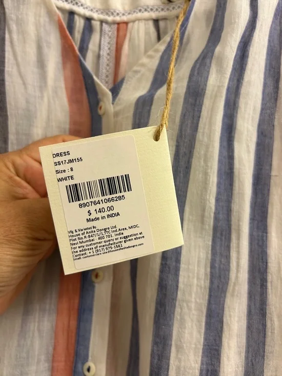 NWT Grass Root Striped Cotton Dress Coverup women’s size 8 - Picture 4 of 7